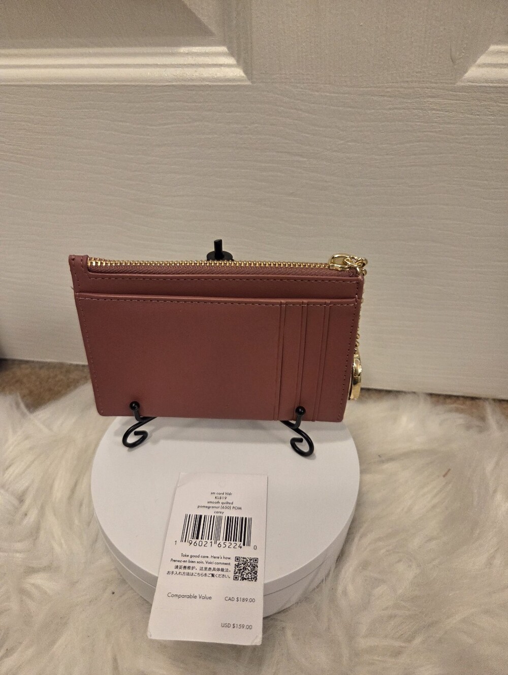 Kate Spade NWT Carry Quilted Rose Pink Card Holder with Gold Hardware - Picture 2 of 5